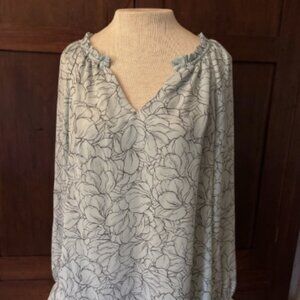 Ophelia Roe Women's Sage Green Floral Print Blouse Shirt Size 2X Plus